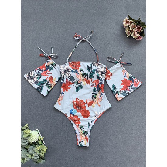 Floral-Print Off-The-Shoulder One-Piece Swimsuit Floral-Print Off-The-Shoulder One-Piece Swimsuit