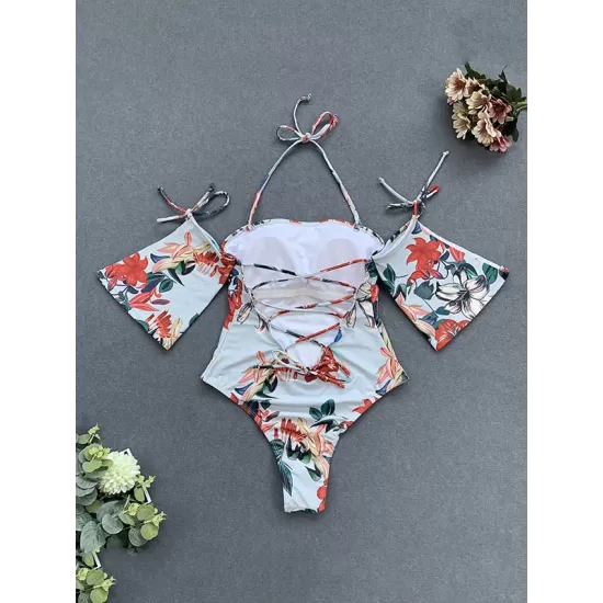 Floral-Print Off-The-Shoulder One-Piece Swimsuit Floral-Print Off-The-Shoulder One-Piece Swimsuit