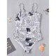 Newspaper-Print One-Piece Swimwear Newspaper-Print One-Piece Swimwear