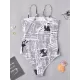 Newspaper-Print One-Piece Swimwear Newspaper-Print One-Piece Swimwear