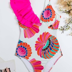 Floral Print One Shoulder Swimsuit