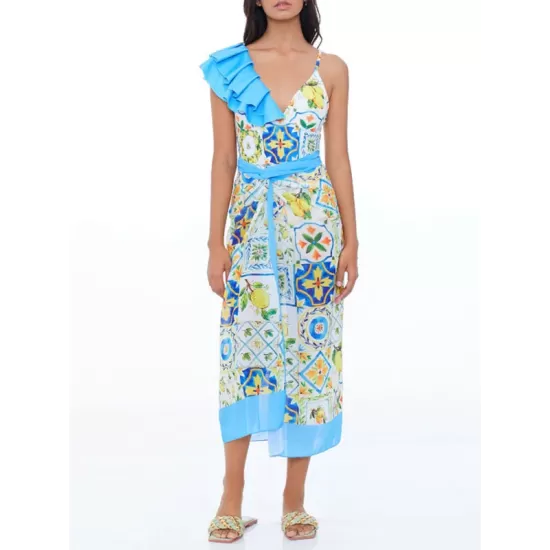 Floral Print One Shoulder Swimsuit Floral Print One Shoulder Swimsuit