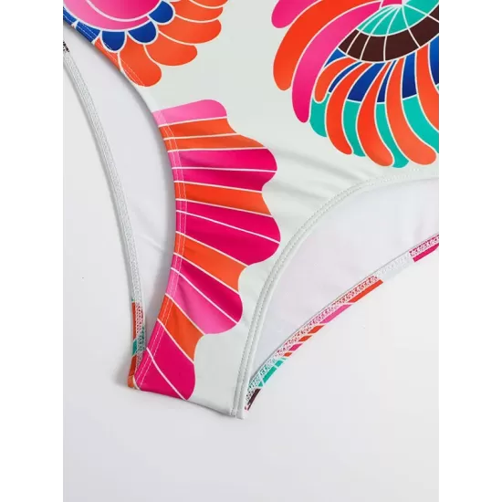 Floral Print One Shoulder Swimsuit Floral Print One Shoulder Swimsuit