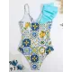 Floral Print One Shoulder Swimsuit Floral Print One Shoulder Swimsuit