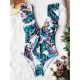 Floral Falbala Backless One-Piece Swimsuit Floral Falbala Backless One-Piece Swimsuit