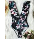 Floral Falbala Backless One-Piece Swimsuit Floral Falbala Backless One-Piece Swimsuit