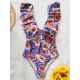 Floral Falbala Backless One-Piece Swimsuit Floral Falbala Backless One-Piece Swimsuit