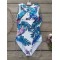 Cropped Floral Print One-Piece Swimsuit