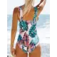 Cropped Floral Print One-Piece Swimsuit Cropped Floral Print One-Piece Swimsuit
