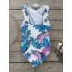 Cropped Floral Print One-Piece Swimsuit Cropped Floral Print One-Piece Swimsuit
