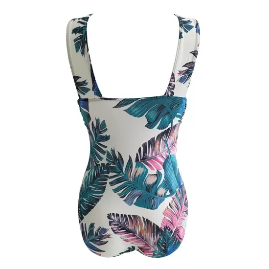 Cropped Floral Print One-Piece Swimsuit Cropped Floral Print One-Piece Swimsuit