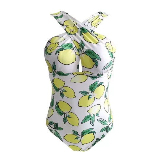 Cropped Floral Print One-Piece Swimsuit Cropped Floral Print One-Piece Swimsuit
