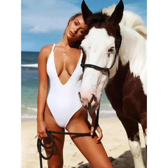 Deep V-Neck Sexy Bohemia One-Piece Swimwear Deep V-Neck Sexy Bohemia One-Piece Swimwear