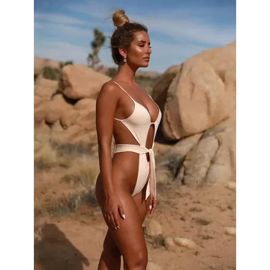 Hollow Sexy Bandage Solid One-Piece Swimwear Hollow Sexy Bandage Solid One-Piece Swimwear