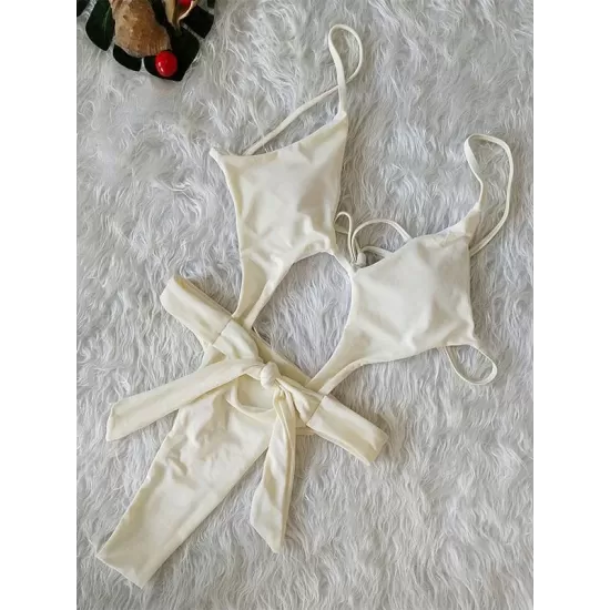 Hollow Sexy Bandage Solid One-Piece Swimwear Hollow Sexy Bandage Solid One-Piece Swimwear