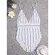 Slim Striped Backless One-Piece Swimwear Slim Striped Backless One-Piece Swimwear