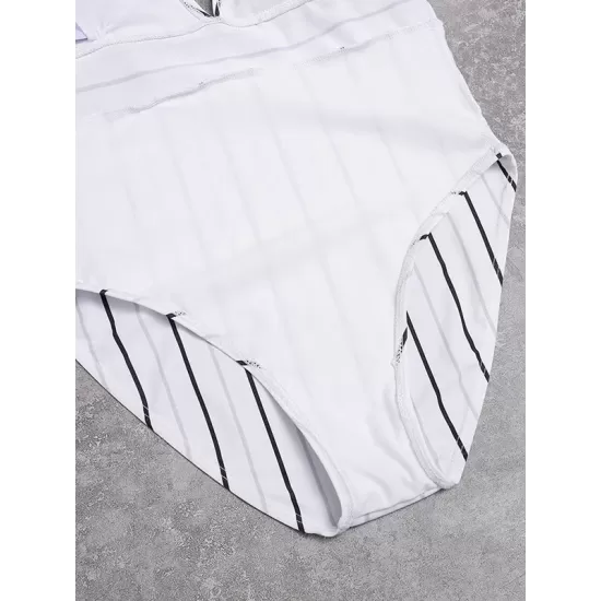 Slim Striped Backless One-Piece Swimwear Slim Striped Backless One-Piece Swimwear