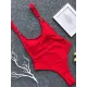 Ribbed Plain Wide Strap One-Piece Swimsuit Ribbed Plain Wide Strap One-Piece Swimsuit