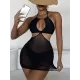 Solid Color Hollow See-Through One-Piece Swimwear Solid Color Hollow See-Through One-Piece Swimwear