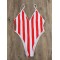 Sexy Striped Spaghetti-Neck One-Piece Bikini Swimsuit
