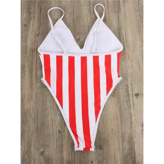 Sexy Striped Spaghetti-Neck One-Piece Bikini Swimsuit Sexy Striped Spaghetti-Neck One-Piece Bikini Swimsuit