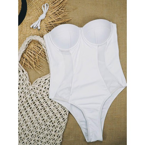 Solid Color Split-Joint Underwired One-Piece Swimwear Solid Color Split-Joint Underwired One-Piece Swimwear