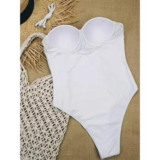Solid Color Split-Joint Underwired One-Piece Swimwear Solid Color Split-Joint Underwired One-Piece Swimwear