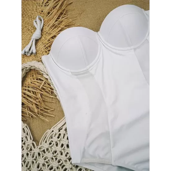 Solid Color Split-Joint Underwired One-Piece Swimwear Solid Color Split-Joint Underwired One-Piece Swimwear