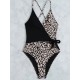 Contrast Color Leopard Tie Side One-Piece Swimsuit Contrast Color Leopard Tie Side One-Piece Swimsuit