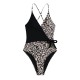Contrast Color Leopard Tie Side One-Piece Swimsuit Contrast Color Leopard Tie Side One-Piece Swimsuit
