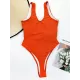 Brown Drawstring Tied One-Piece Swimsuit Brown Drawstring Tied One-Piece Swimsuit