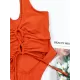 Brown Drawstring Tied One-Piece Swimsuit Brown Drawstring Tied One-Piece Swimsuit