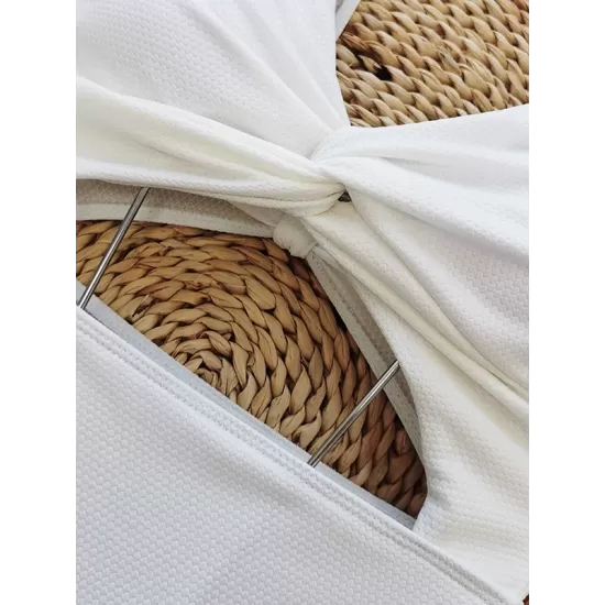 Solid Color Hollow Falbala Backless One-Piece Swimsuit Solid Color Hollow Falbala Backless One-Piece Swimsuit