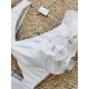 Solid Color Hollow Falbala Backless One-Piece Swimsuit Solid Color Hollow Falbala Backless One-Piece Swimsuit