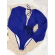 Gauze Long Sleeves Solid Color Backless Deep V-Neck One-Piece Swimsuit Gauze Long Sleeves Solid Color Backless Deep V-Neck One-Piece Swimsuit