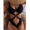 Solid Color Hollow One-Piece Swimwear