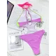 Fluorescent Contrast Color Split-Joint Hollow One-Piece Swimsuit Fluorescent Contrast Color Split-Joint Hollow One-Piece Swimsuit