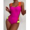 Fuchsia Contrast Color One-Piece Swimsuit
