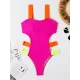 Fuchsia Contrast Color One-Piece Swimsuit Fuchsia Contrast Color One-Piece Swimsuit