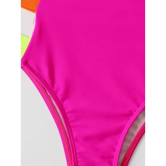 Fuchsia Contrast Color One-Piece Swimsuit Fuchsia Contrast Color One-Piece Swimsuit
