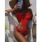 Beach Padded Hollow Falbala Spaghetti-Neck One-Piece Swimwear