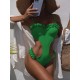 Beach Padded Hollow Falbala Spaghetti-Neck One-Piece Swimwear Beach Padded Hollow Falbala Spaghetti-Neck One-Piece Swimwear