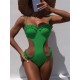 Beach Padded Hollow Falbala Spaghetti-Neck One-Piece Swimwear Beach Padded Hollow Falbala Spaghetti-Neck One-Piece Swimwear