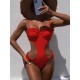 Beach Padded Hollow Falbala Spaghetti-Neck One-Piece Swimwear Beach Padded Hollow Falbala Spaghetti-Neck One-Piece Swimwear