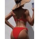 Beach Padded Hollow Falbala Spaghetti-Neck One-Piece Swimwear Beach Padded Hollow Falbala Spaghetti-Neck One-Piece Swimwear