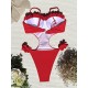 Beach Padded Hollow Falbala Spaghetti-Neck One-Piece Swimwear Beach Padded Hollow Falbala Spaghetti-Neck One-Piece Swimwear