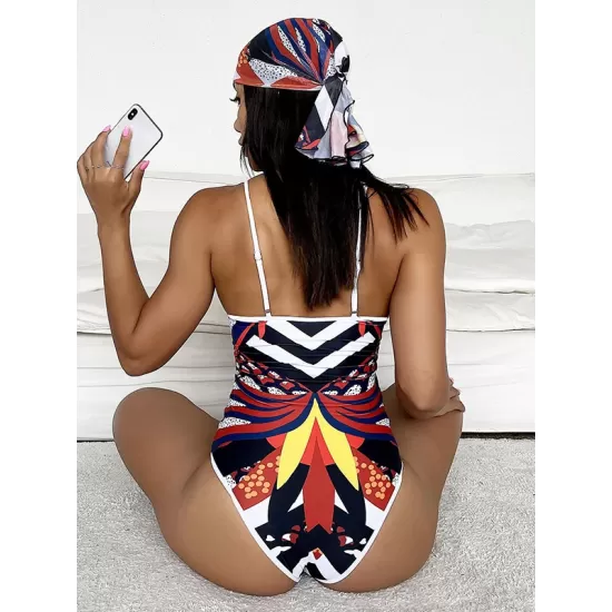 Beach Padded Printed One-Piece Swimwear Beach Padded Printed One-Piece Swimwear
