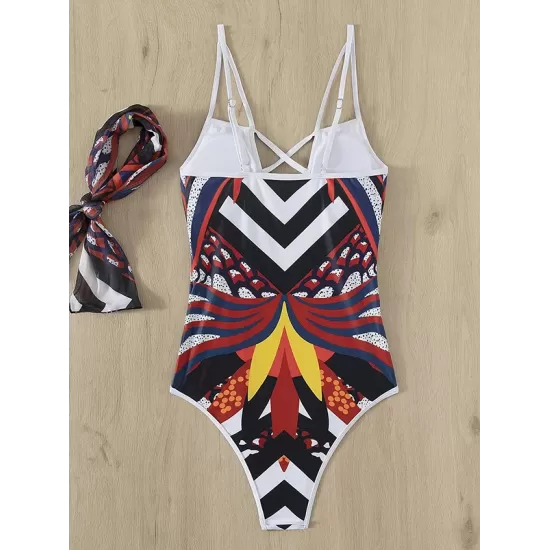 Beach Padded Printed One-Piece Swimwear Beach Padded Printed One-Piece Swimwear
