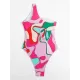 One Shoulder Hollow Color Block One Piece Swimsuit One Shoulder Hollow Color Block One Piece Swimsuit