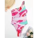One Shoulder Hollow Color Block One Piece Swimsuit One Shoulder Hollow Color Block One Piece Swimsuit